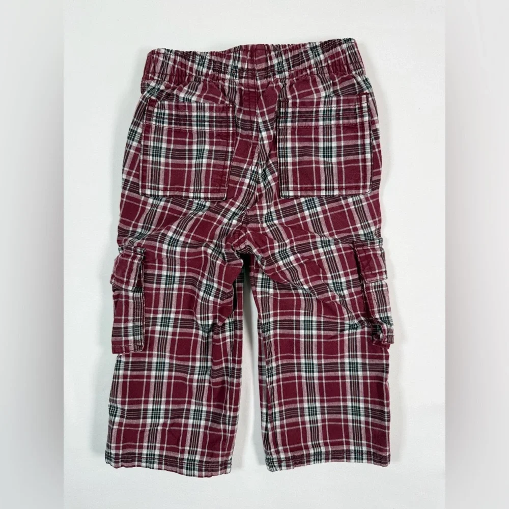 GYMBOREE Baby Boys' Tartan Plaid Cargo‎ Elastic Waistband Pants Holiday 12-18M